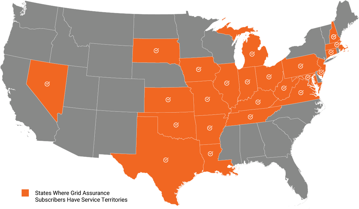US map showing subscriber service territories